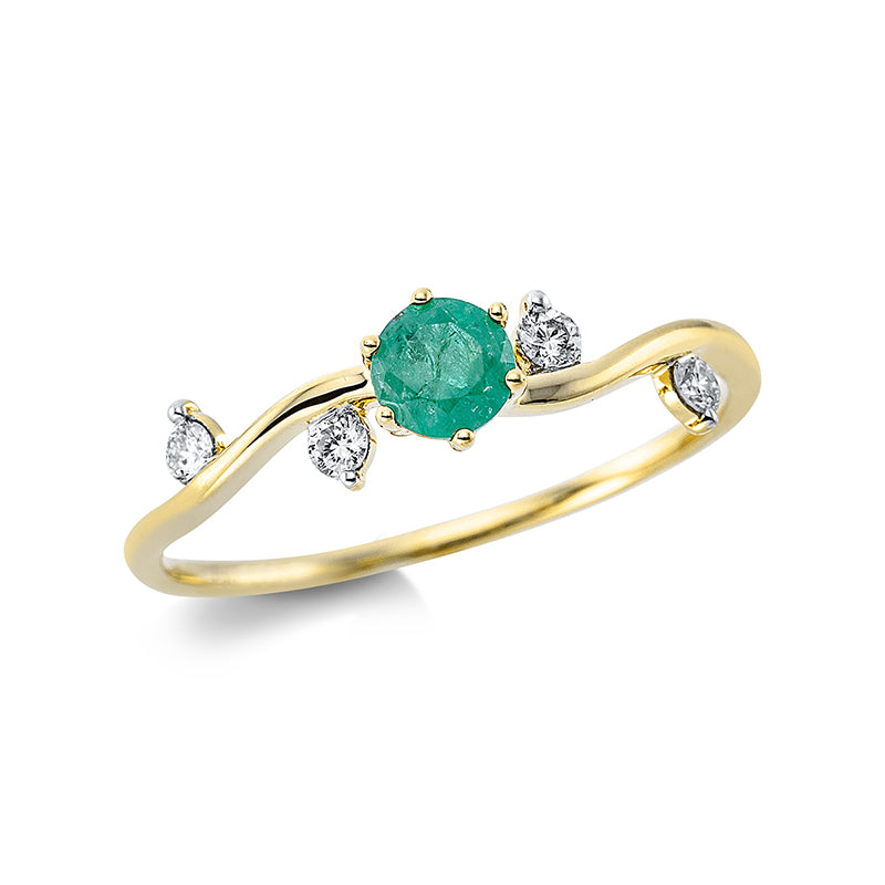 Ring aus Gold mit Diamanten mit Smaragd - 1CP69