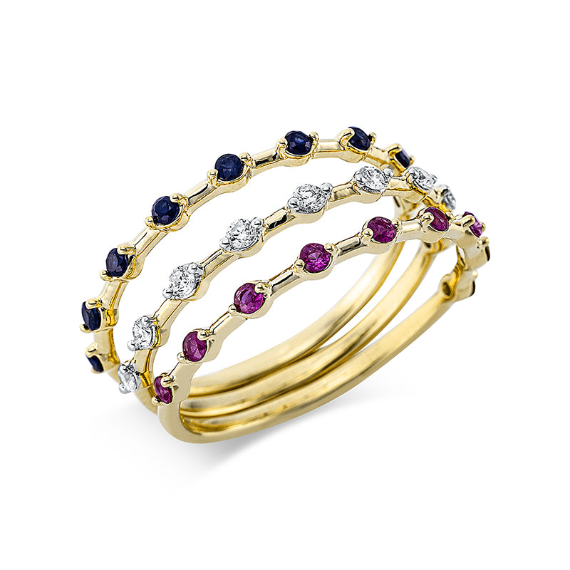 Ring aus Gold mit Diamanten mit Saphir, -Symbol - 1CP73