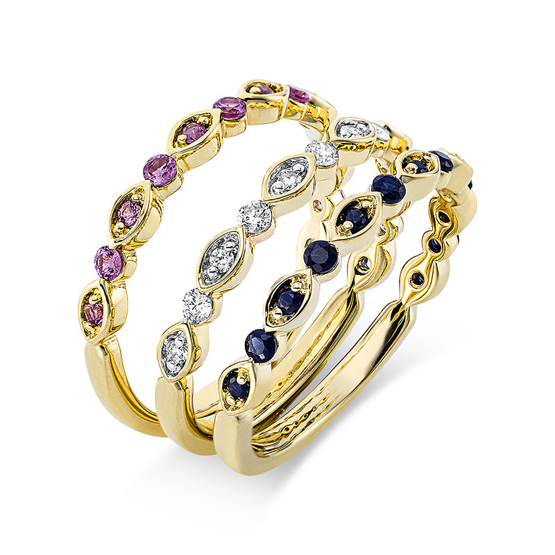 Ring aus Gold mit Diamanten mit Saphir, -Symbol - 1CP74