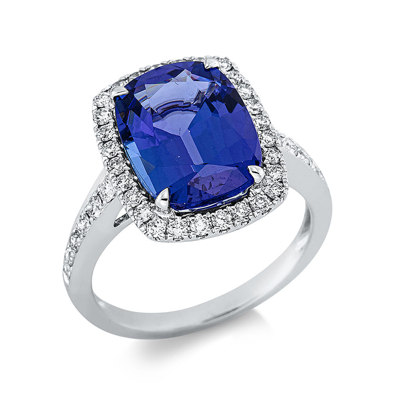 Ring mit Tansanit  aus 750/-18 Karat Weißgold mit 38 Diamanten 0