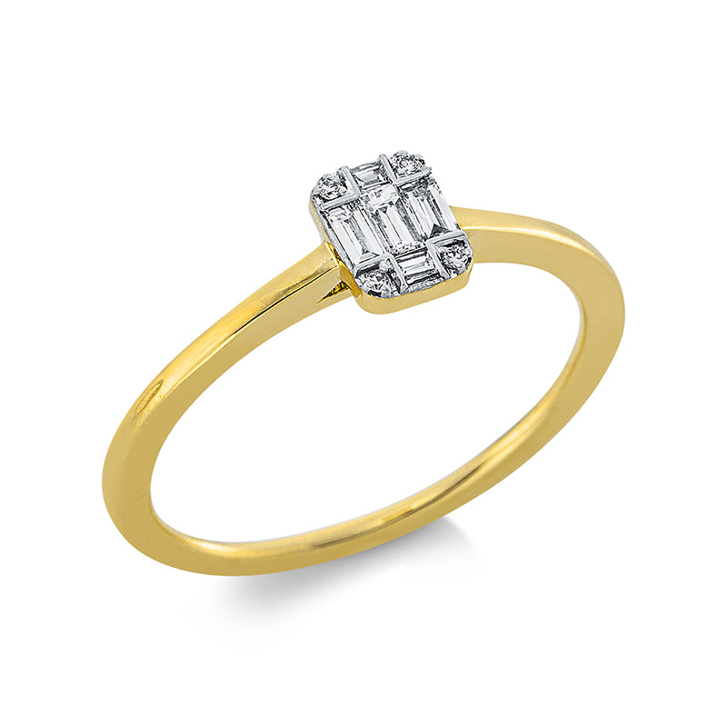 Ring    aus 750/-18 Karat Gelbgold / Weißgold mit 9 Diamanten 0