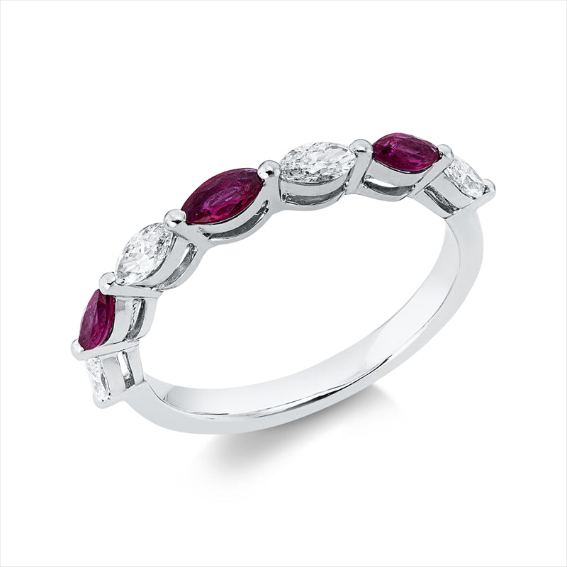 Ring mit Rubin  aus 750/-18 Karat Weißgold mit 4 Diamanten 0