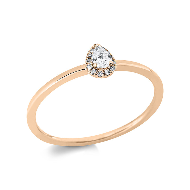 Ring - Solitaire mit Seitenbesatz aus Gold mit Diamanten - 1DB09