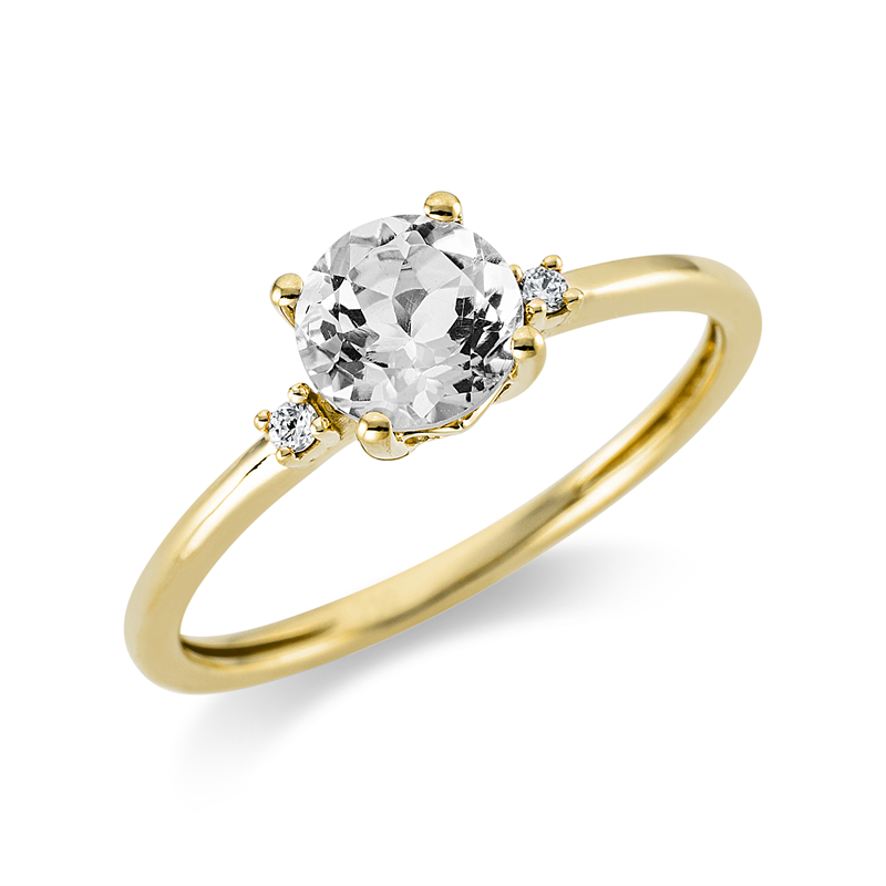 Ring mit Amethyst  aus 750/-18 Karat Gelbgold mit 2 Diamanten 0