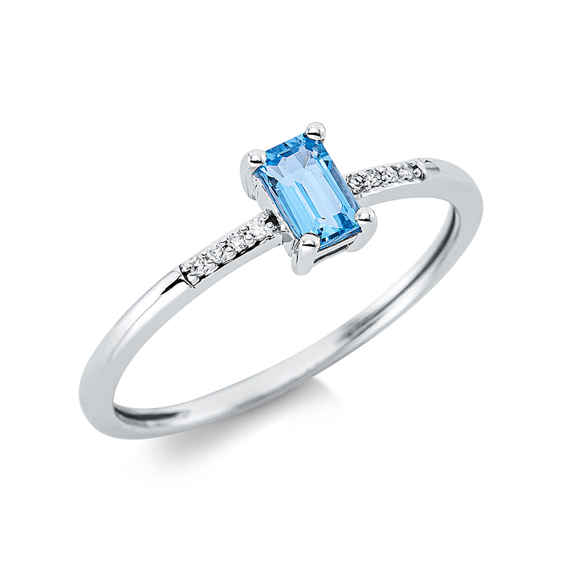 Ring mit Topas  aus 750/-18 Karat Weißgold mit 8 Diamanten 0