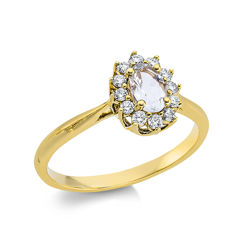 Ring mit Amethyst  aus 750/-18 Karat Gelbgold mit 12 Diamanten 0