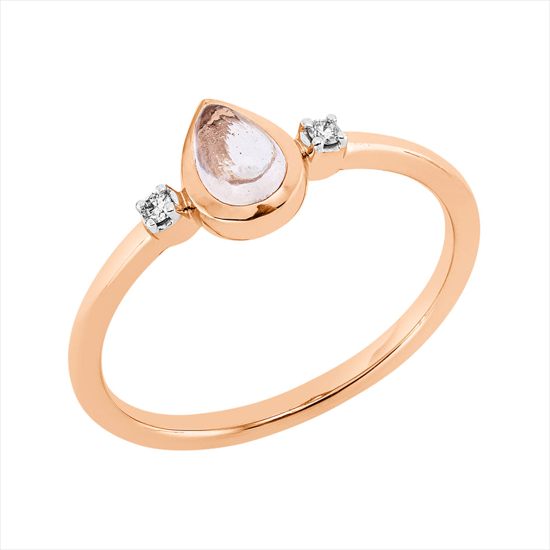 Ring mit Morganit  aus 750/-18 Karat Rotgold mit 2 Diamanten 0