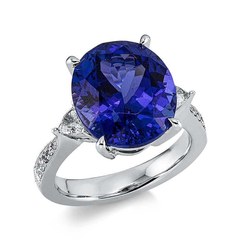 Ring mit Tansanit  aus 750/-18 Karat Weißgold mit 12 Diamanten 0