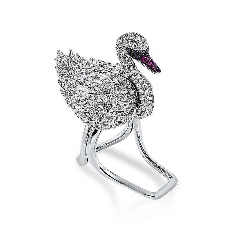 Ring mit Rubin  aus 750/-18 Karat Weißgold mit 441 Diamanten 7