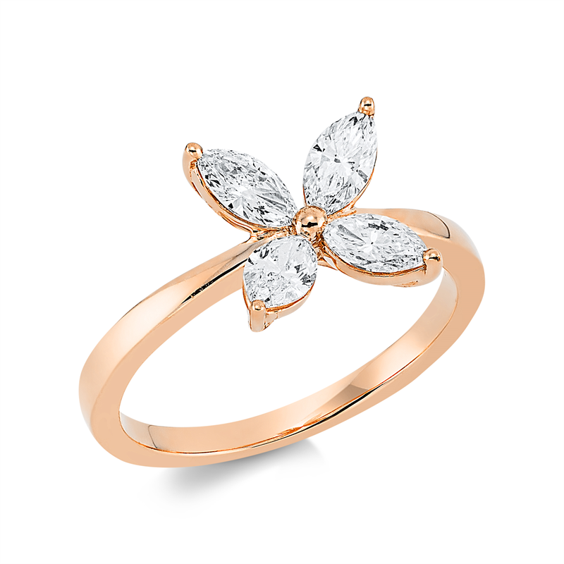 Ring    aus 750/-18 Karat Rotgold mit 4 Diamanten 0