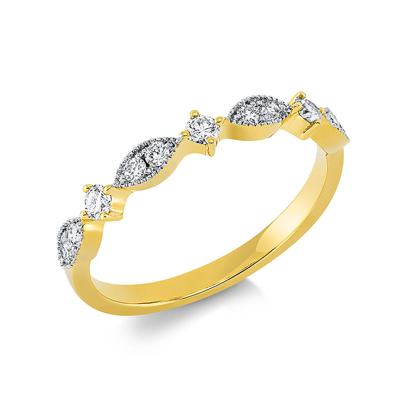 Ring - Memoire halb aus Gold mit Diamanten, Fassung rhodiniert - 1DK58