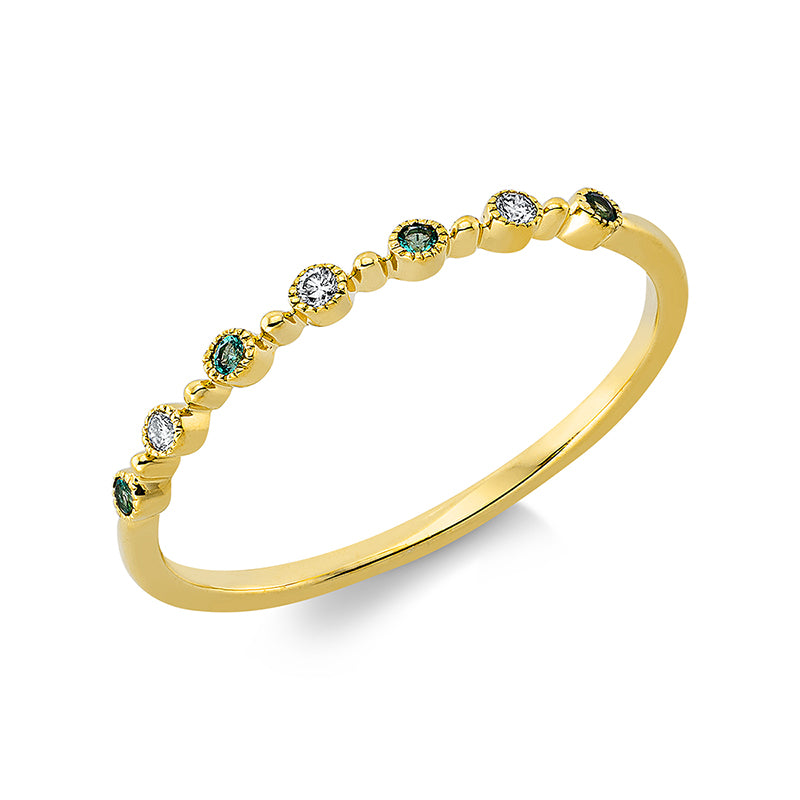 Ring aus Gold mit Diamanten mit Smaragd - 1DP61