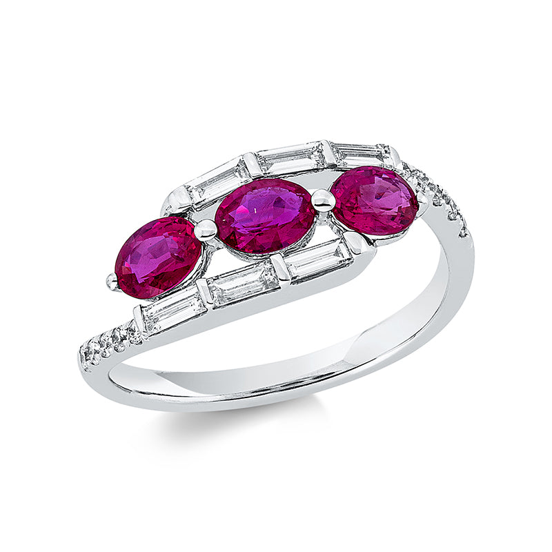 Ring mit Rubin  aus 750/-18 Karat Weißgold mit 16 Diamanten 0