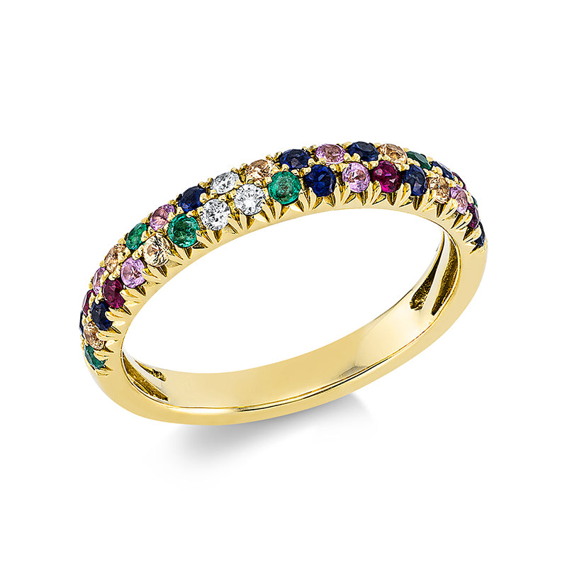 Ring mit Saphir  aus 585/-14 Karat Gelbgold mit 3 Diamanten 0