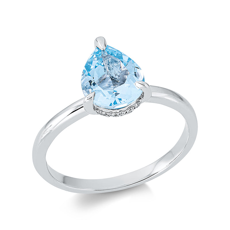 Ring mit Topas  aus 750/-18 Karat Weißgold mit 17 Diamanten 0