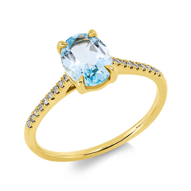 Ring mit Topas  aus 750/-18 Karat Gelbgold mit 18 Diamanten 0