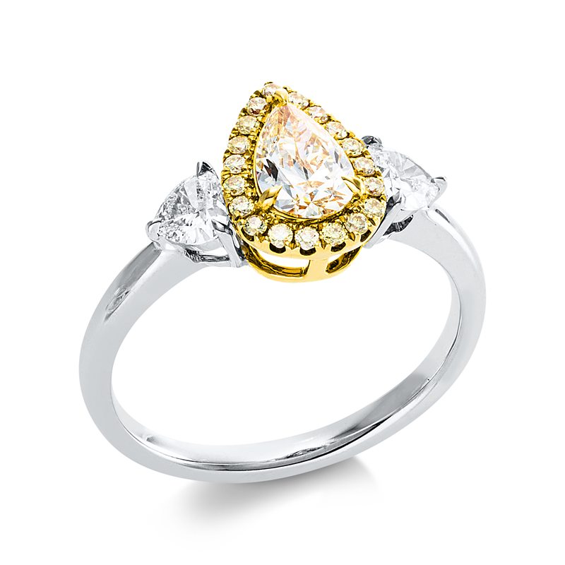 Ring    aus 750/-18 Karat Weißgold / Gelbgold mit 22 Diamanten 0