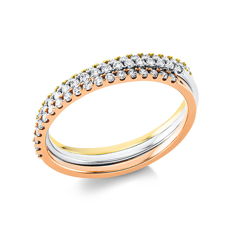 Ring    aus 750/-18 Karat Weißgold / Gelbgold / Rotgold mit 60 Diamanten 0