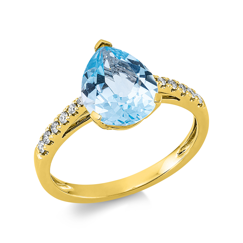 Ring mit Topas  aus 750/-18 Karat Gelbgold mit 12 Diamanten 0