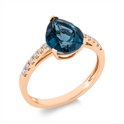Ring mit Topas  aus 750/-18 Karat Rotgold mit 12 Diamanten 0