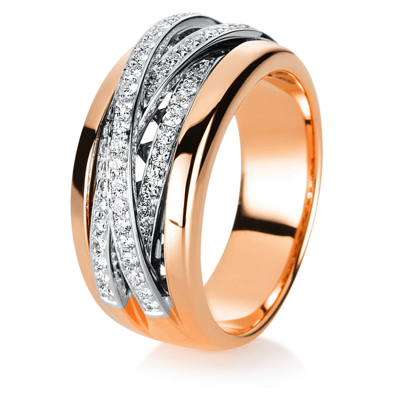 Ring    aus 750/-18 Karat Rotgold / Weißgold mit 59 Diamanten 0