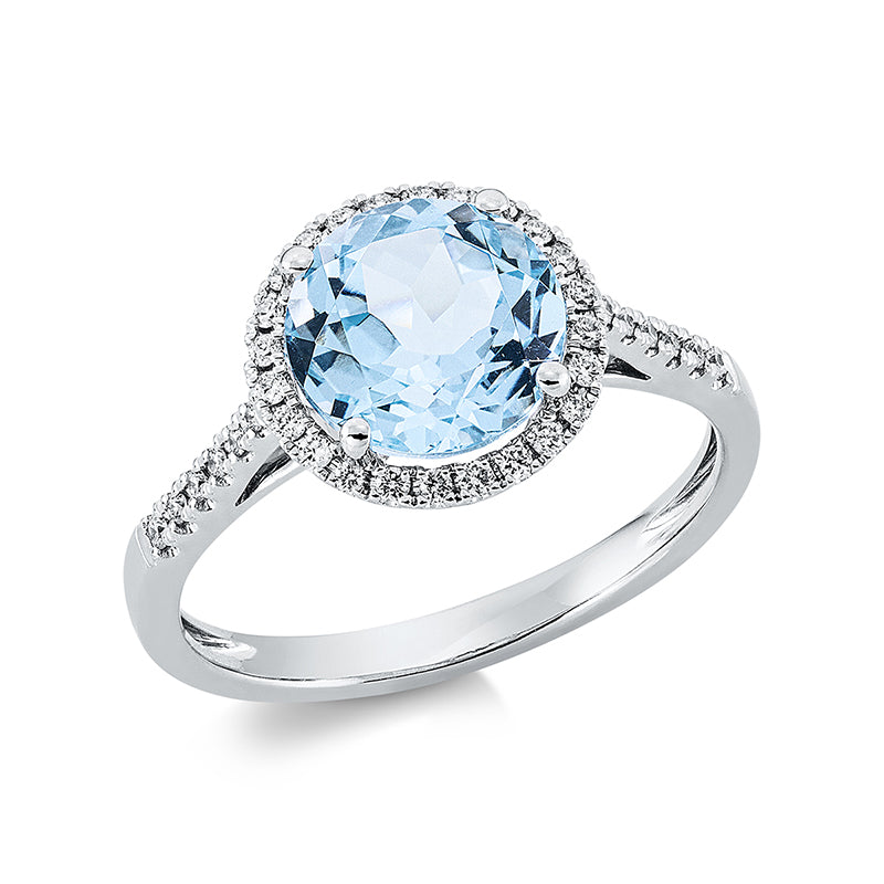 Ring mit Topas  aus 750/-18 Karat Weißgold mit 36 Diamanten 0
