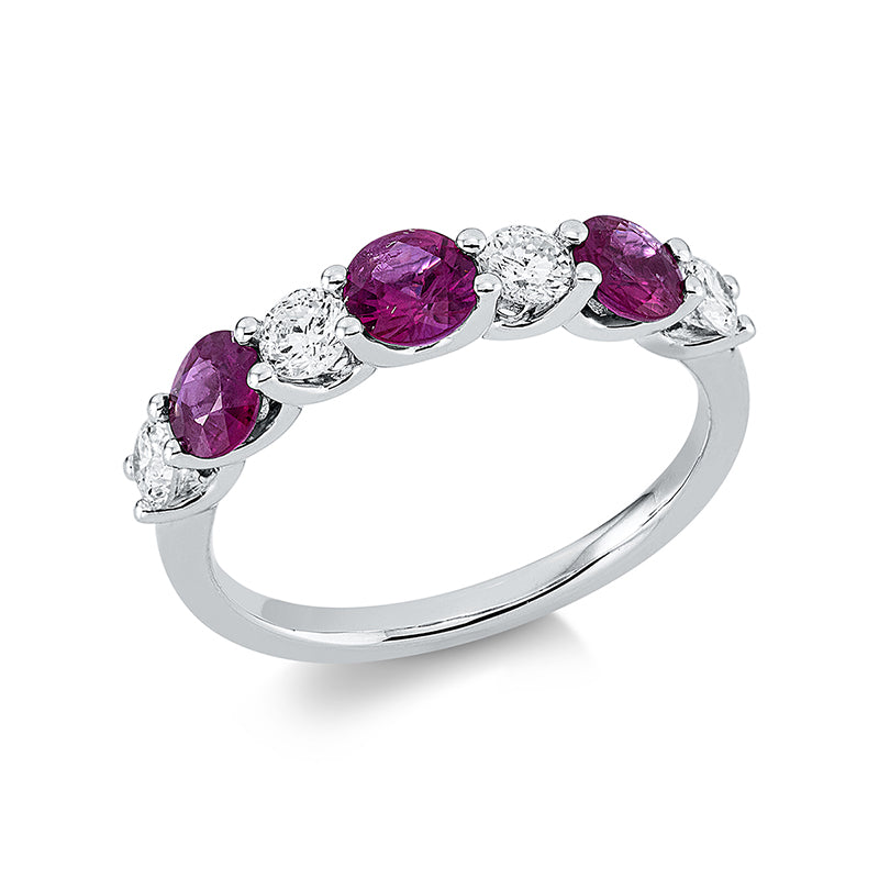 Ring mit Rubin  aus 750/-18 Karat Weißgold mit 4 Diamanten 0