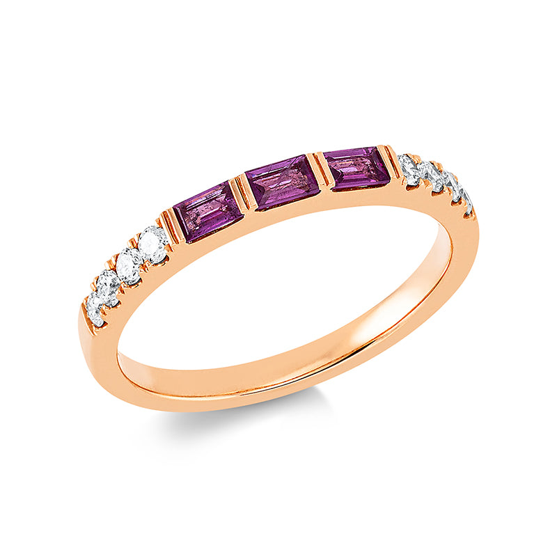 Ring mit Rubin  aus 750/-18 Karat Rotgold mit 8 Diamanten 0