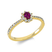 Ring mit Rubin  aus 750/-18 Karat Gelbgold mit 28 Diamanten 0