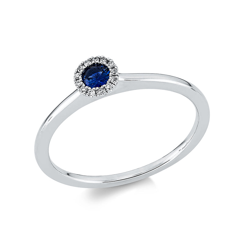 Ring mit Saphir  aus 750/-18 Karat Weißgold mit 13 Diamanten 0