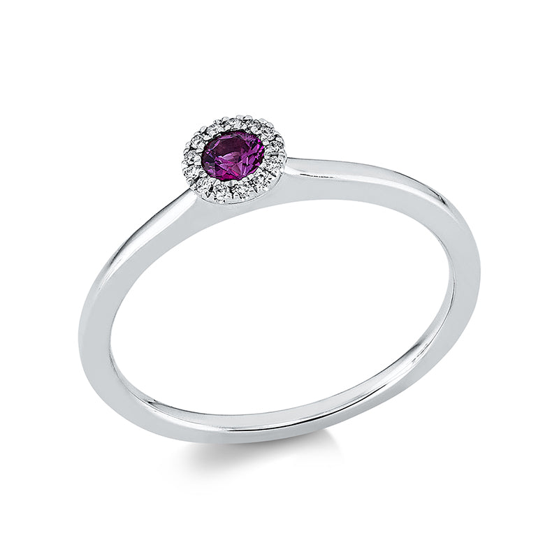 Ring mit Rubin  aus 750/-18 Karat Weißgold mit 13 Diamanten 0