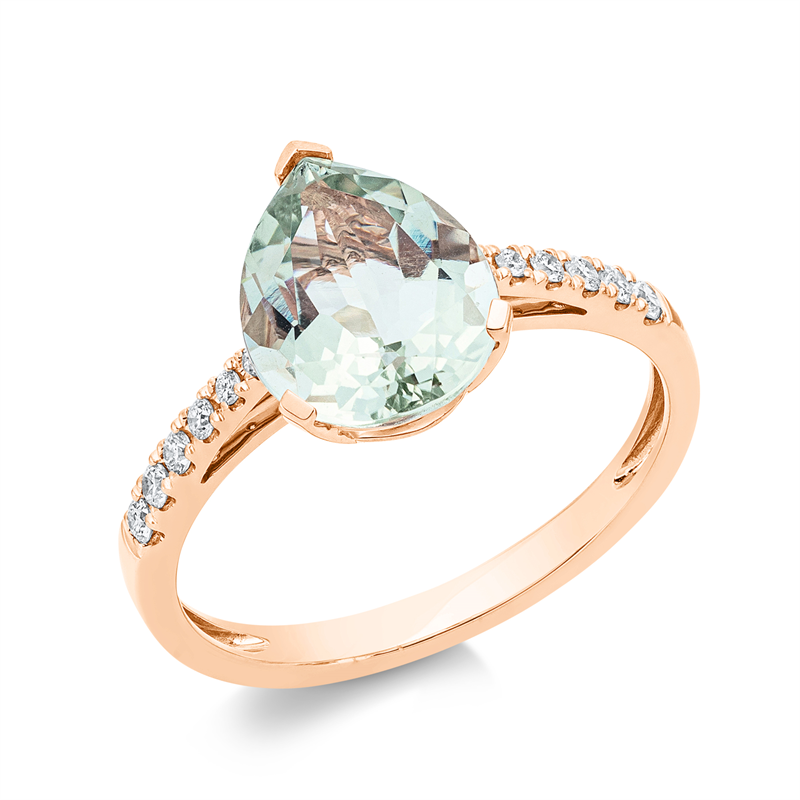 Ring mit Amethyst  aus 750/-18 Karat Rotgold mit 12 Diamanten 0