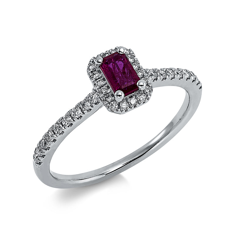 Ring mit Rubin  aus 750/-18 Karat Weißgold mit 36 Diamanten 0