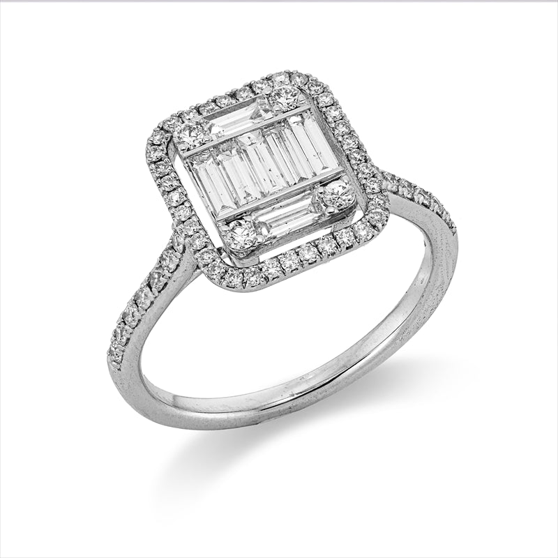 Ring    aus 585/-14 Karat Weißgold mit 61 Diamanten 0