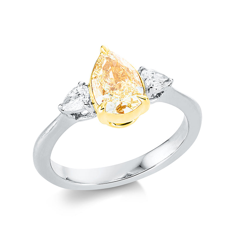 Ring    aus 750/-18 Karat Weißgold / Gelbgold mit 3 Diamanten 1