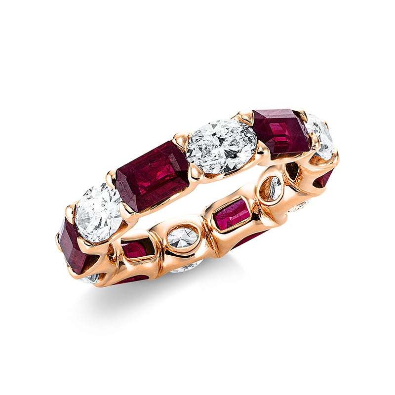 Ring mit Rubin  aus 750/-18 Karat Rotgold mit 6 Diamanten 2
