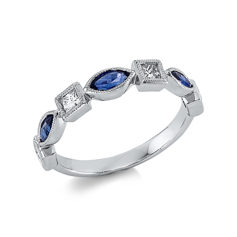 Ring mit Saphir  aus 750/-18 Karat Weißgold mit 3 Diamanten 0