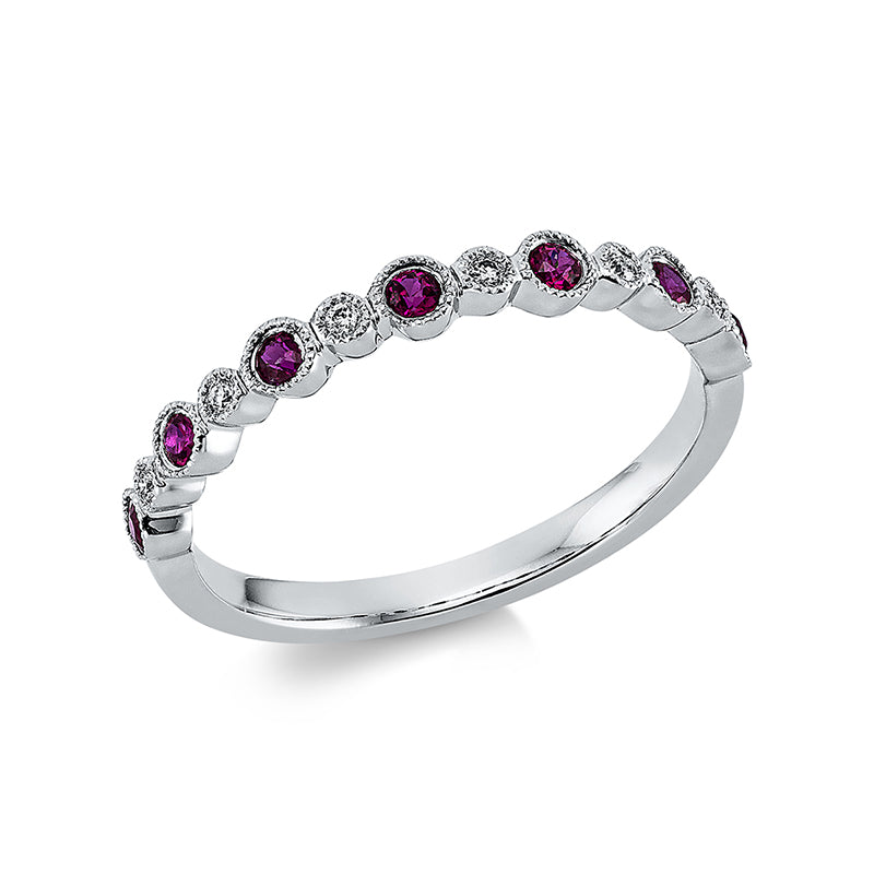 Ring mit Rubin  aus 750/-18 Karat Weißgold mit 6 Diamanten 0