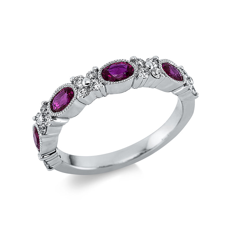Ring mit Rubin  aus 750/-18 Karat Weißgold mit 20 Diamanten 0