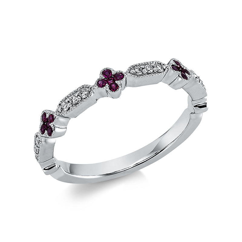 Ring mit Rubin  aus 750/-18 Karat Weißgold mit 12 Diamanten 0