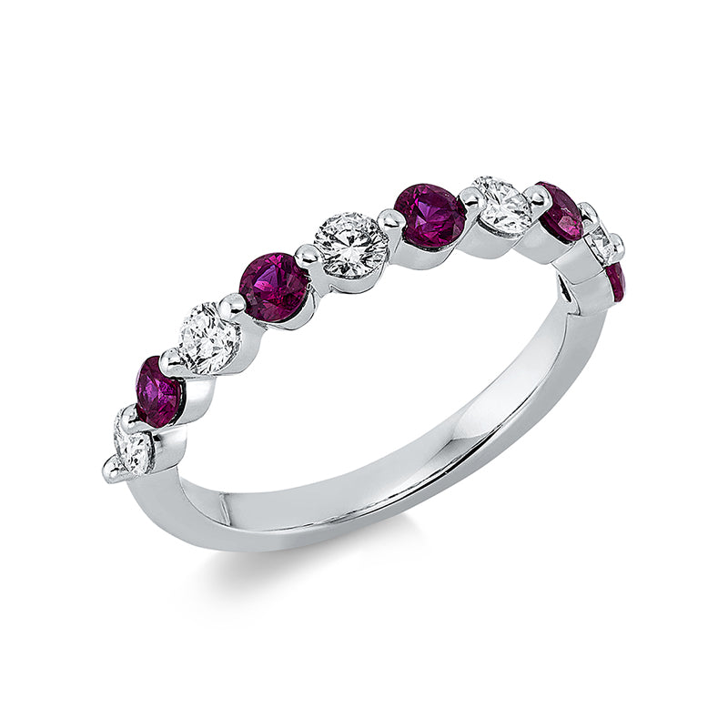 Ring mit Rubin  aus 750/-18 Karat Weißgold mit 5 Diamanten 0