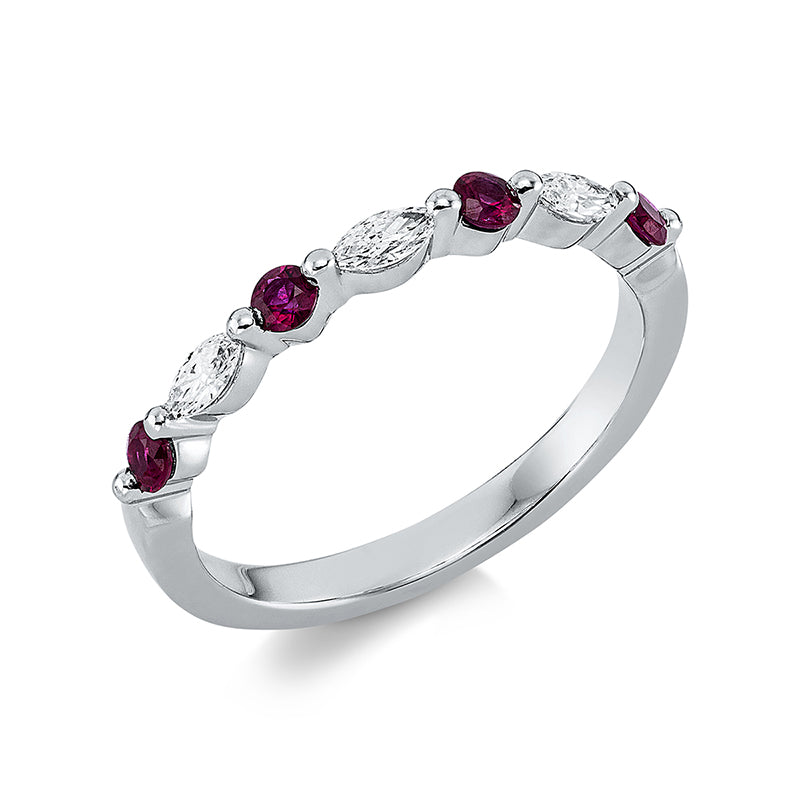 Ring mit Rubin  aus 750/-18 Karat Weißgold mit 3 Diamanten 0