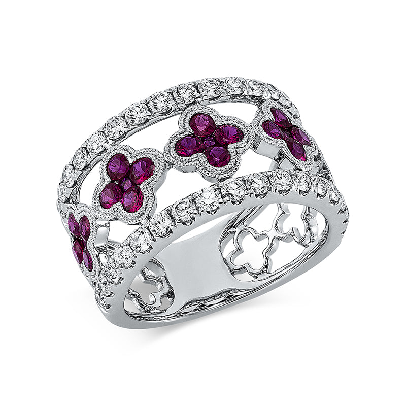 Ring mit Rubin  aus 750/-18 Karat Weißgold mit 34 Diamanten 0