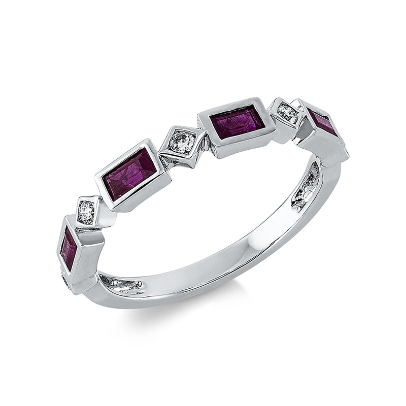 Ring mit Rubin  aus 750/-18 Karat Weißgold mit 5 Diamanten 0