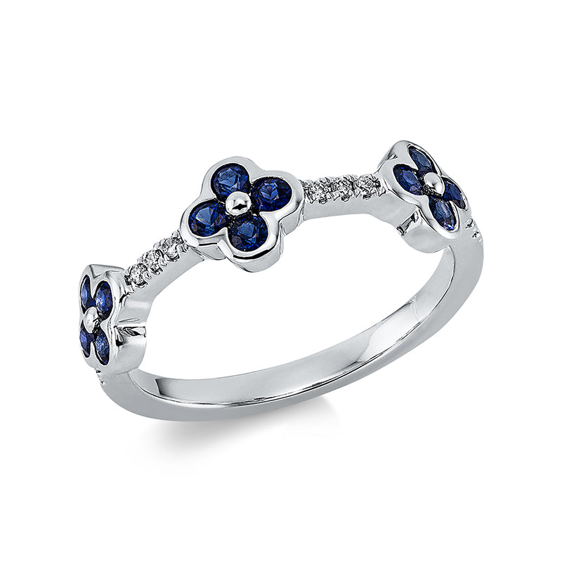 Ring mit Saphir  aus 750/-18 Karat Weißgold mit 10 Diamanten 0