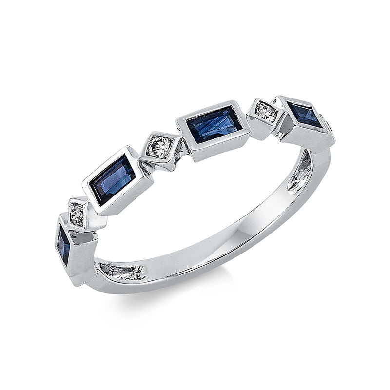 Ring mit Saphir  aus 750/-18 Karat Weißgold mit 5 Diamanten 0