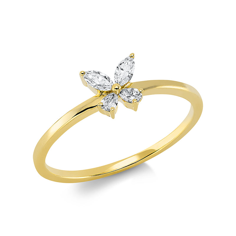 Ring    aus 750/-18 Karat Gelbgold mit 4 Diamanten 0