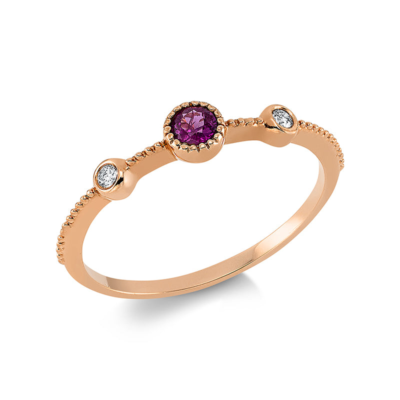 Ring mit Saphir  aus 750/-18 Karat Rotgold mit 2 Diamanten 0