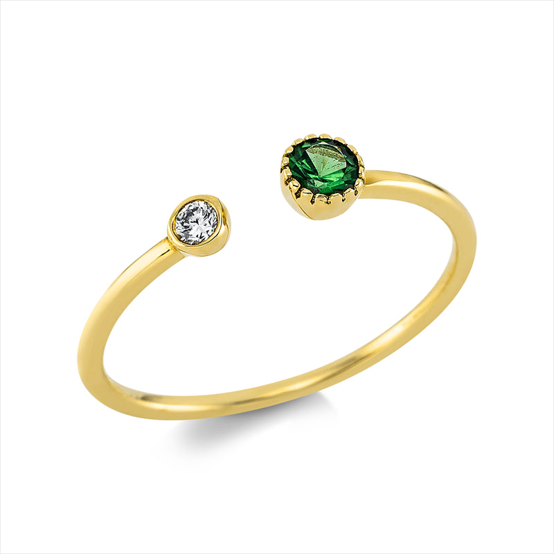 Ring mit Tsavorith  aus 750/-18 Karat Gelbgold mit 1 Diamant 0