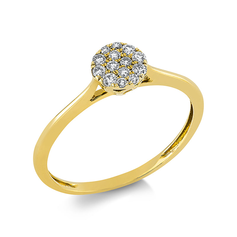 Ring    aus 585/-14 Karat Gelbgold mit 14 Diamanten 0